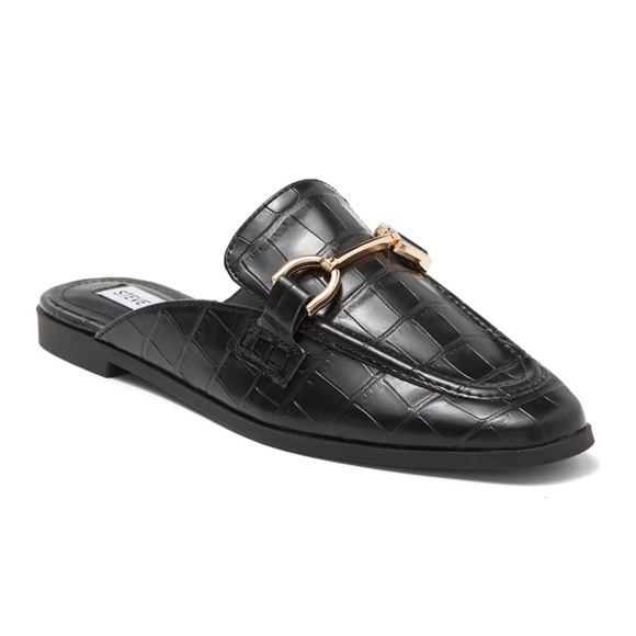 Steve Madden Royals Black Croc Loafers - Picture 1 of 7